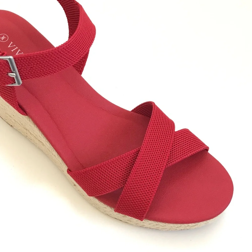 VIVAIA Wedge Sandals Espadrille Sally Sandals Red Women’s Size 9.5